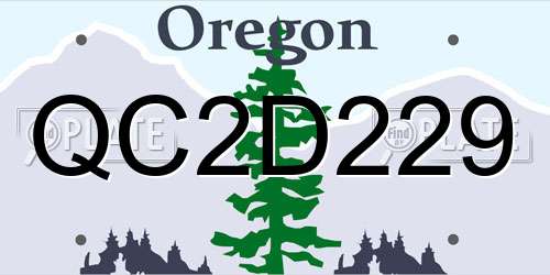 QC2D229 Oregon License Plate