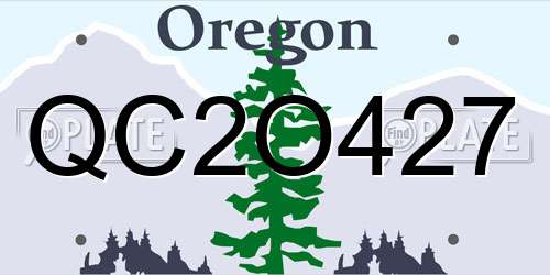 QC2O427 Oregon License Plate