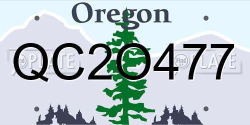 QC2O477 Oregon License Plate