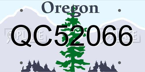 QC52066 Oregon License Plate