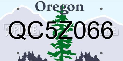 QC5Z066 Oregon License Plate