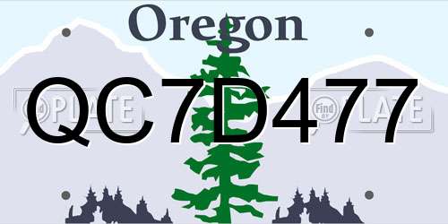 QC7D477 Oregon License Plate