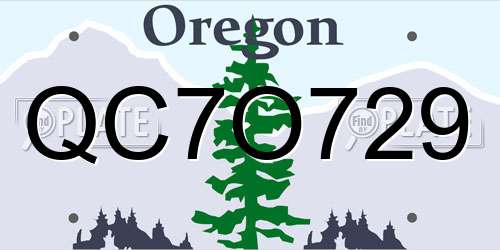 QC7O729 Oregon License Plate