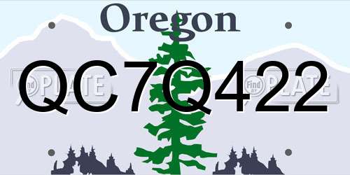 QC7Q422 Oregon License Plate