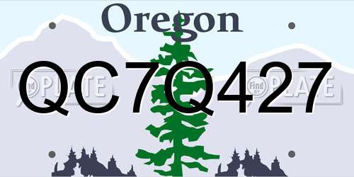 QC7Q427 Oregon License Plate