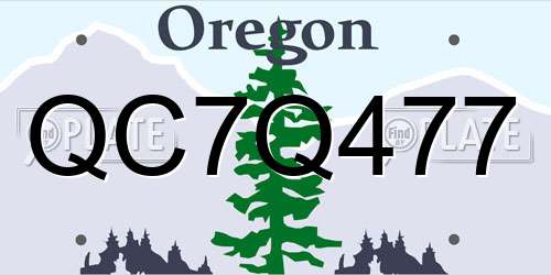 QC7Q477 Oregon License Plate