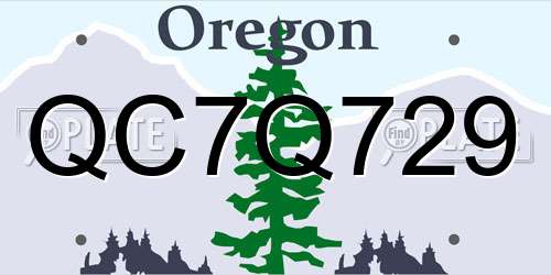 QC7Q729 Oregon License Plate