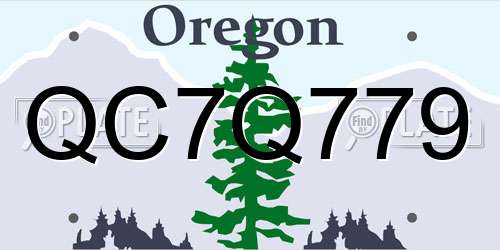 QC7Q779 Oregon License Plate