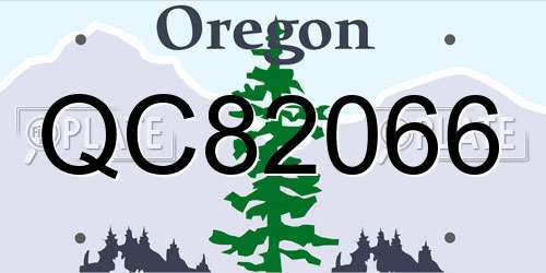 QC82066 Oregon License Plate