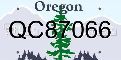 QC87066 Oregon License Plate