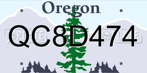 QC8D474 Oregon License Plate