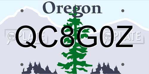 QC8G0Z Oregon License Plate
