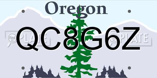 QC8G6Z Oregon License Plate