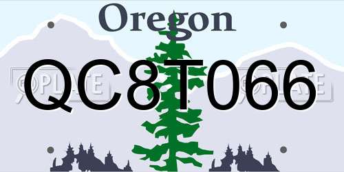 QC8T066 Oregon License Plate