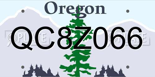 QC8Z066 Oregon License Plate