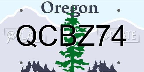 QCBZ74 Oregon License Plate