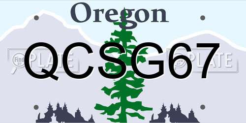 QCSG67 Oregon License Plate