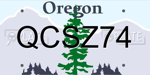 QCSZ74 Oregon License Plate