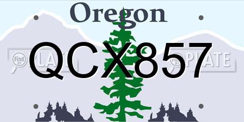 QCX857 Oregon License Plate
