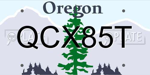 QCX85T Oregon License Plate