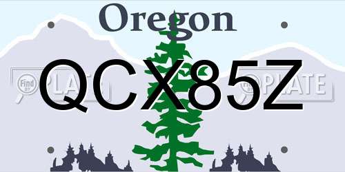 QCX85Z Oregon License Plate
