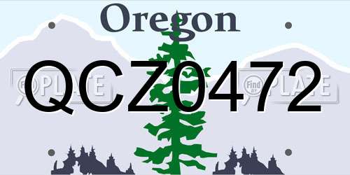 QCZ0472 Oregon License Plate
