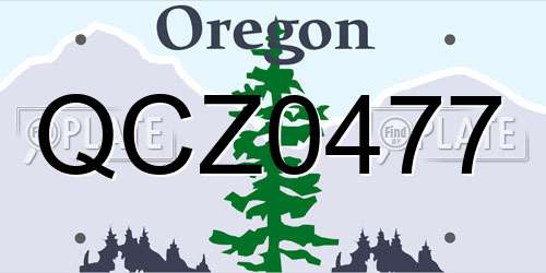 QCZ0477 Oregon License Plate