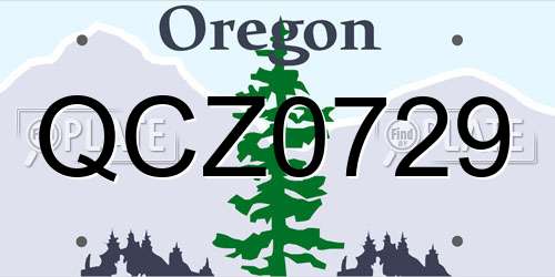 QCZ0729 Oregon License Plate