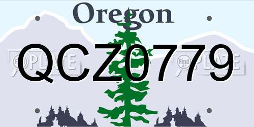 QCZ0779 Oregon License Plate