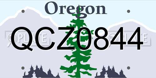 QCZ0844 Oregon License Plate
