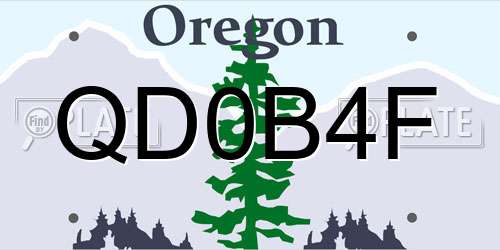 QD0B4F Oregon License Plate
