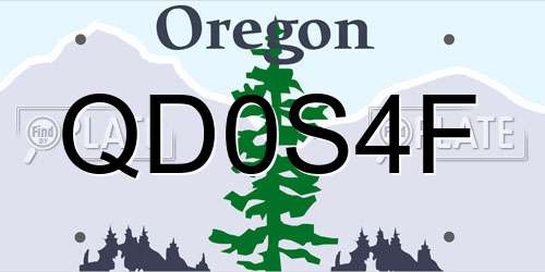QD0S4F Oregon License Plate