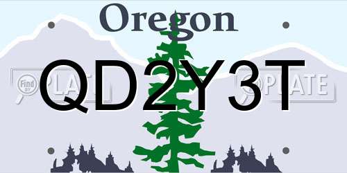 QD2Y3T Oregon License Plate