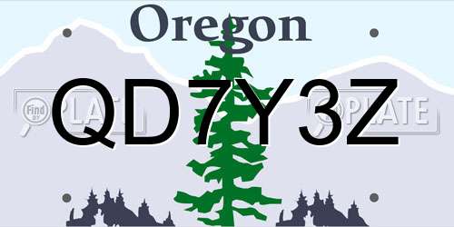 QD7Y3Z Oregon License Plate