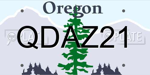 QDAZ21 Oregon License Plate