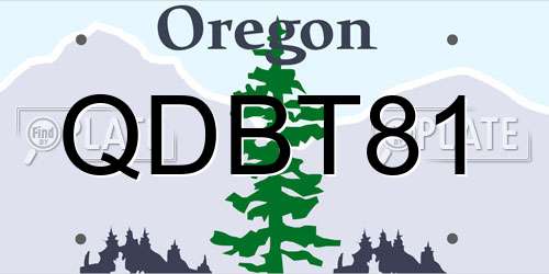 QDBT81 Oregon License Plate