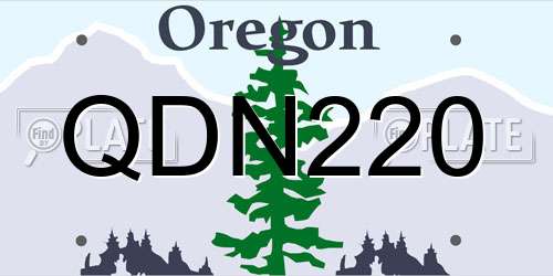 QDN220 Oregon License Plate