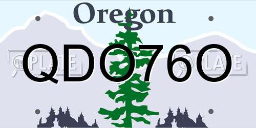 QDO76O Oregon License Plate