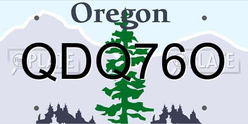 QDQ76O Oregon License Plate