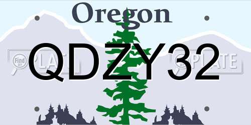 QDZY32 Oregon License Plate