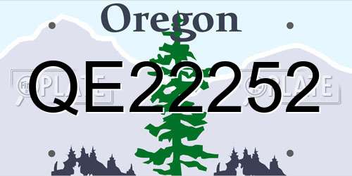 QE22252 Oregon License Plate