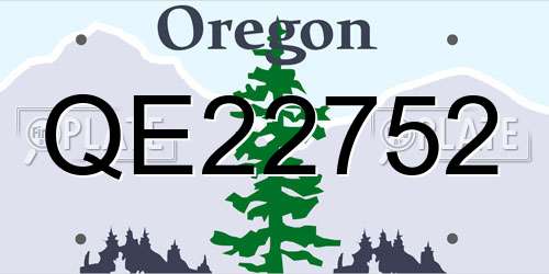 QE22752 Oregon License Plate