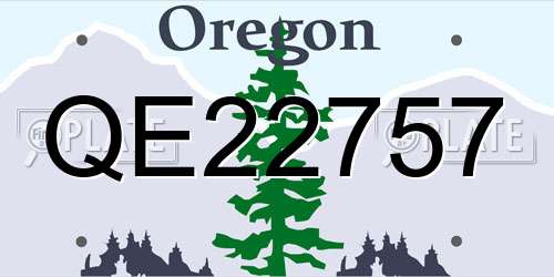 QE22757 Oregon License Plate