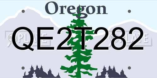 QE2T282 Oregon License Plate
