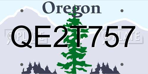QE2T757 Oregon License Plate