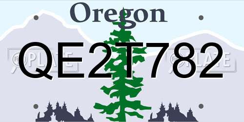 QE2T782 Oregon License Plate