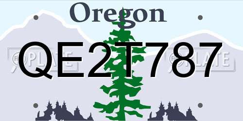 QE2T787 Oregon License Plate