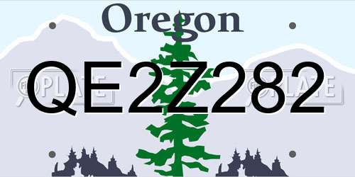 QE2Z282 Oregon License Plate