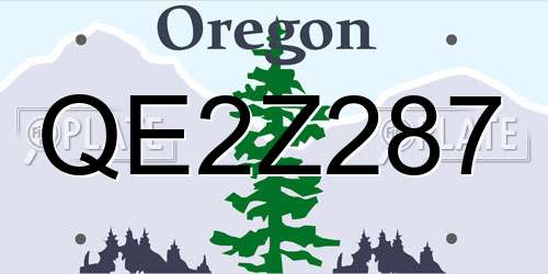 QE2Z287 Oregon License Plate