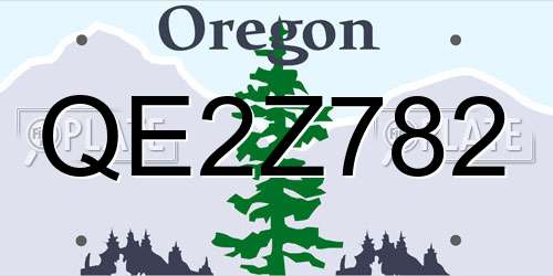 QE2Z782 Oregon License Plate